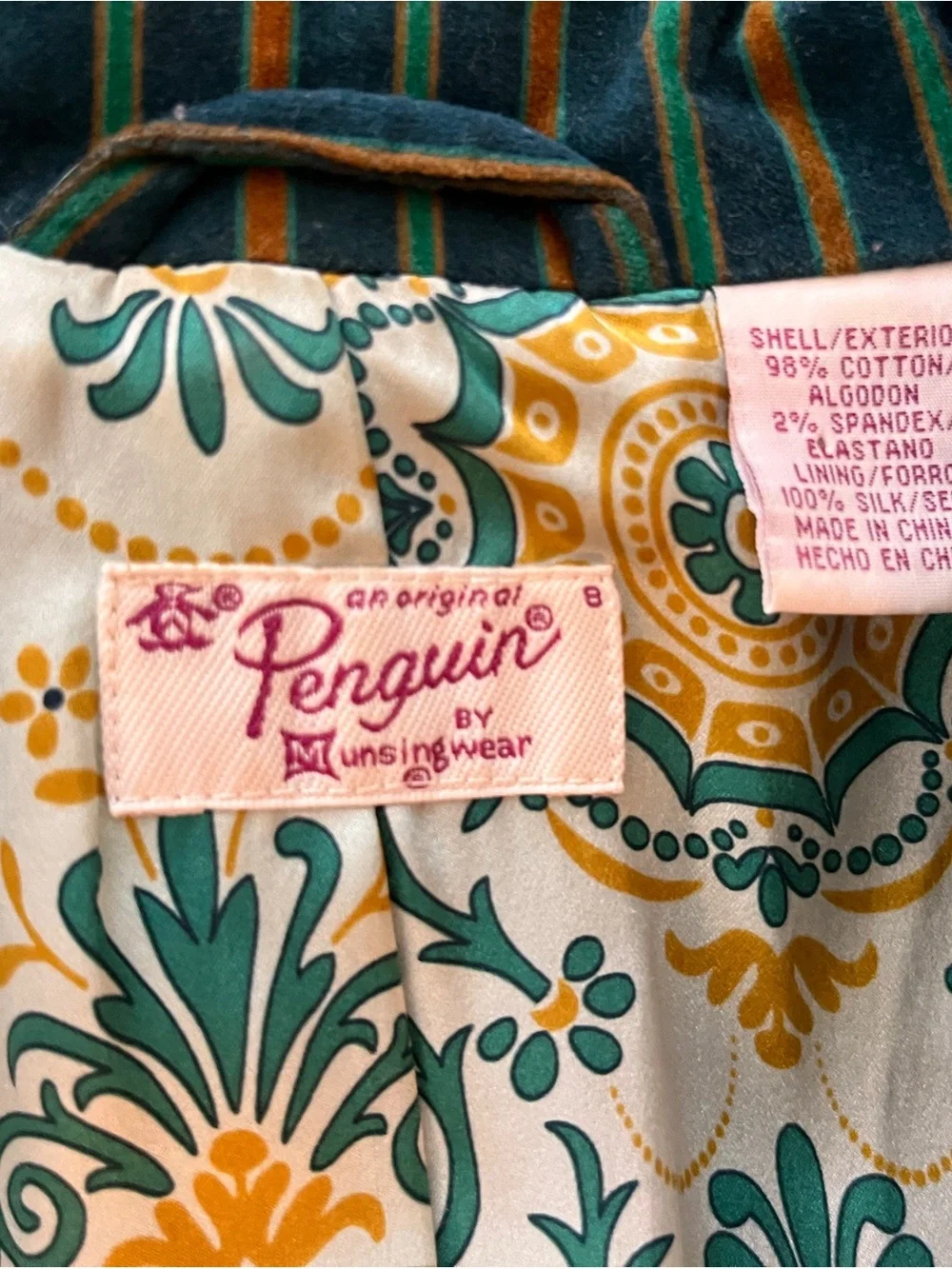 Original Penguin Green, Ochre & Teal Striped Blazer - Picture 4 of 6